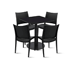 Mesa restaurant 70x70 Tubo Metal cubierta MDF + 4 Sillas Restaurante - Negra 1