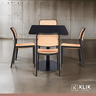Mesa restaurant 70x70 Tubo Metal cubierta MDF + 4 Sillas Hoffman Enrejada - Negra 2