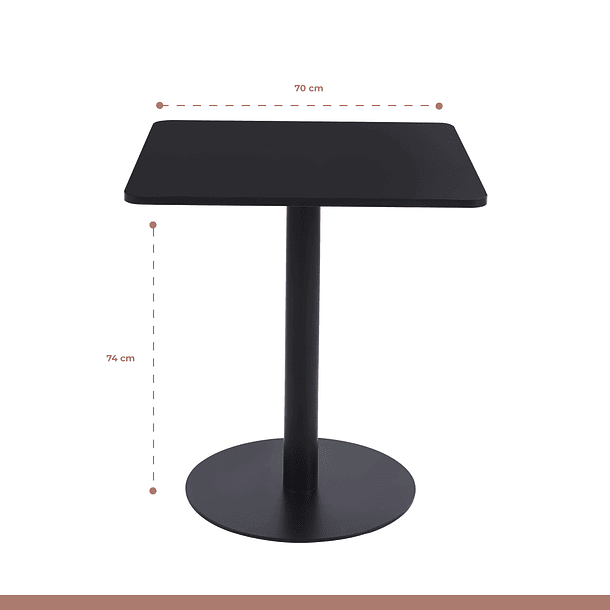 Mesa restaurant 70x70 Tubo Metal cubierta MDF + 4 Sillas Hoffman Enrejada - Negra 5