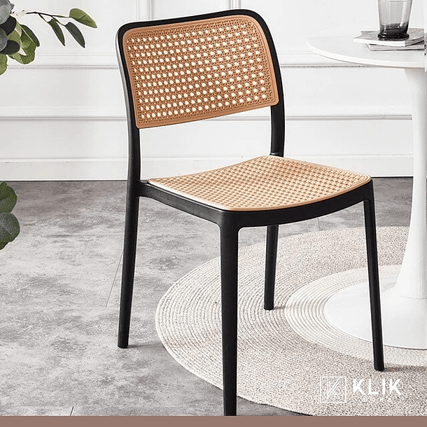 Mesa restaurant 70x70 Tubo Metal cubierta MDF + 4 Sillas Hoffman Enrejada - Negra 8