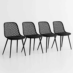 Pack de 4 Sillas Europa Acolchadas - Negras