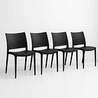 Pack de 4 Sillas de Terraza Exterior Tipo Restaurante - Negras 1