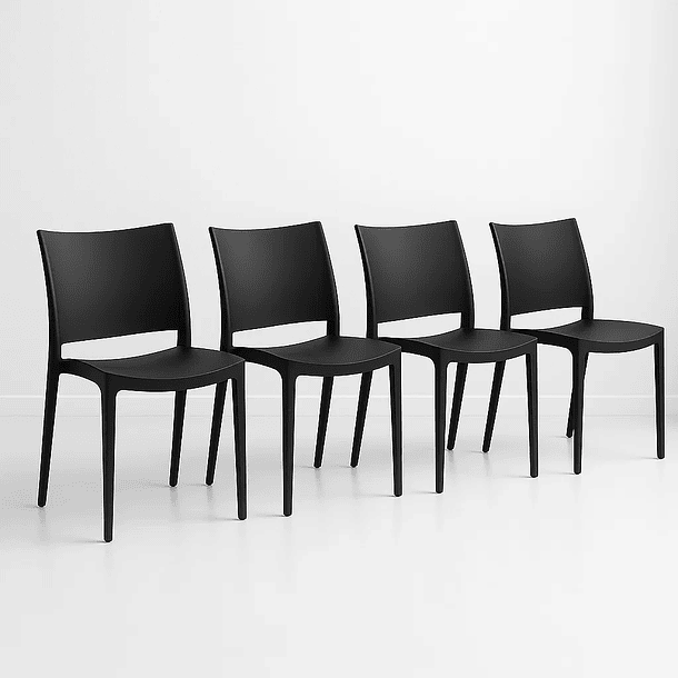 Pack de 4 Sillas de Terraza Exterior Tipo Restaurante - Negras 1
