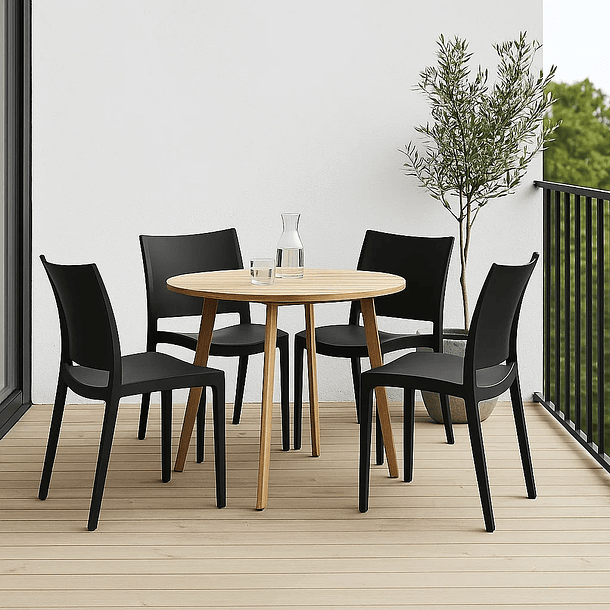 Pack de 4 Sillas de Terraza Exterior Tipo Restaurante - Negras 3