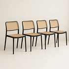 Pack de 4 Sillas de Terraza Enrejadas - Negras 1