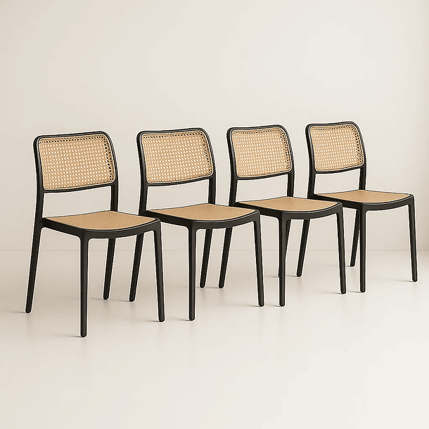 Pack de 4 Sillas de Terraza Enrejadas - Negras 1