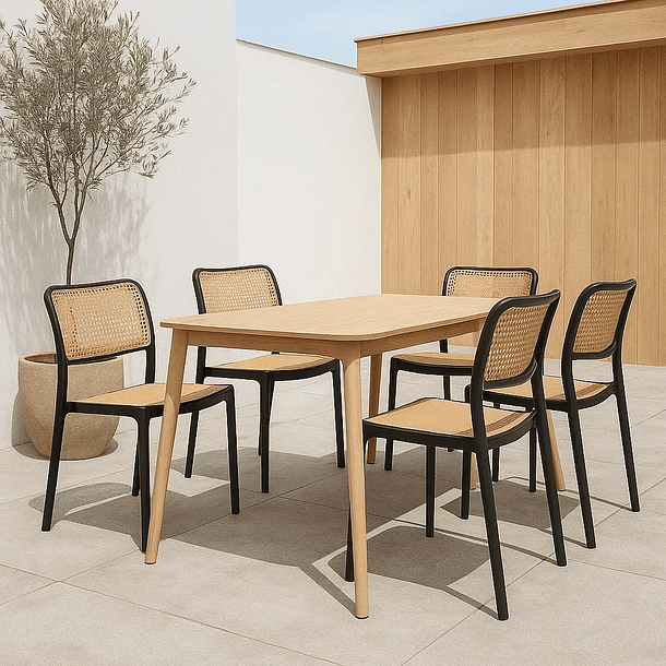 Pack de 4 Sillas de Terraza Enrejadas - Negras 3