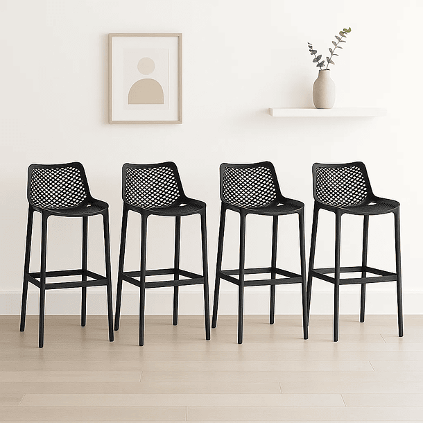 Pack de 4 Taburetes Piso de Bar Air Berlín - Negros 2
