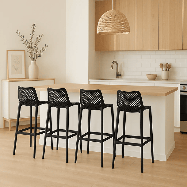 Pack de 4 Taburetes Piso de Bar Air Berlín - Negros 3