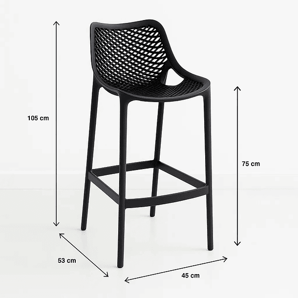Pack de 4 Taburetes Piso de Bar Air Berlín - Negros 4