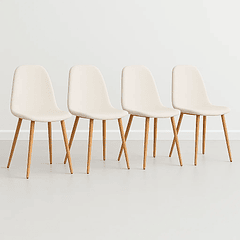 Pack de 4 Sillas Spoon Terciopelo - Crema