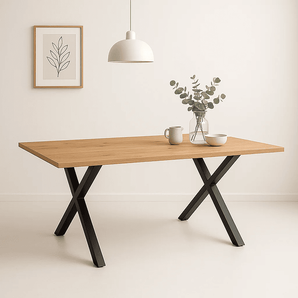 Mesa industrial Color Madera y Metal Cross 180x90 3