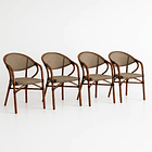 Pack de 4 Sillas Bistro Parisina Textileno con reposabrazos - Beige 1