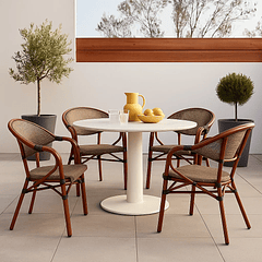 Pack de 4 Sillas Bistro Parisina Textileno con reposabrazos - Beige