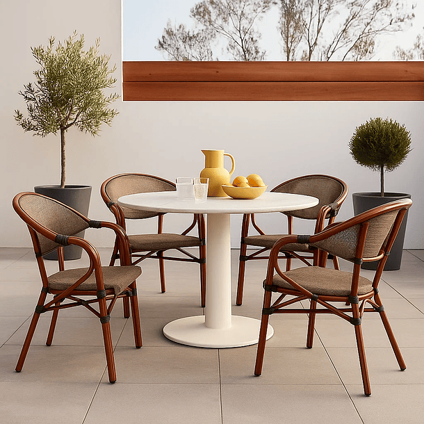 Pack de 4 Sillas Bistro Parisina Textileno con reposabrazos - Beige 2