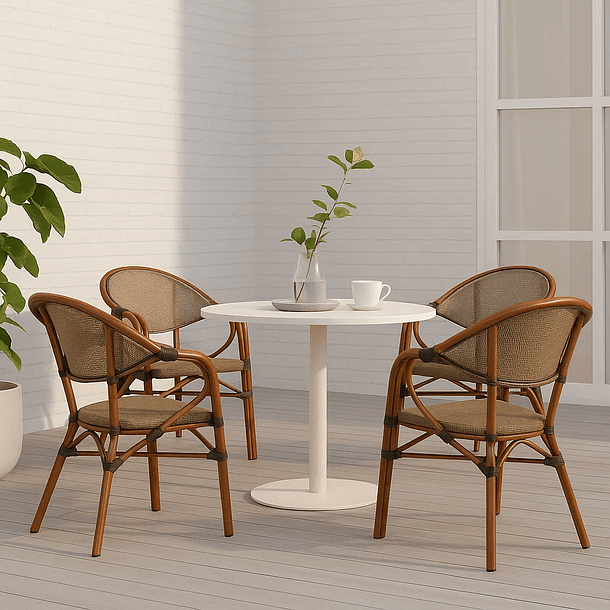 Pack de 4 Sillas Bistro Parisina Textileno con reposabrazos - Beige 3