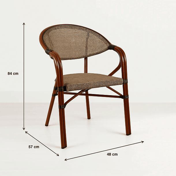 Pack de 4 Sillas Bistro Parisina Textileno con reposabrazos - Beige 4