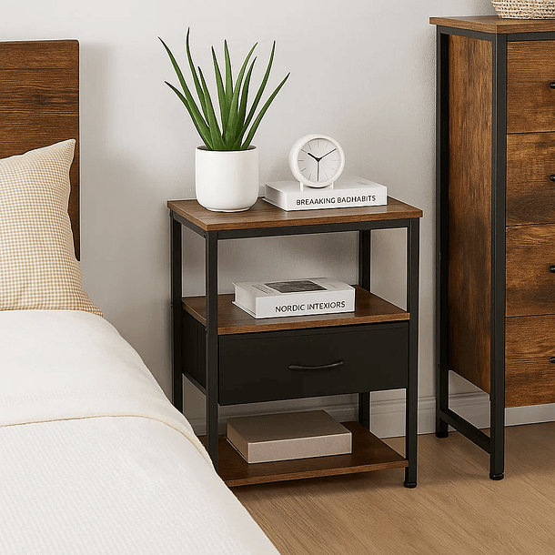 Pack de 2 Veladores Estilo Industrial Black Wood 2