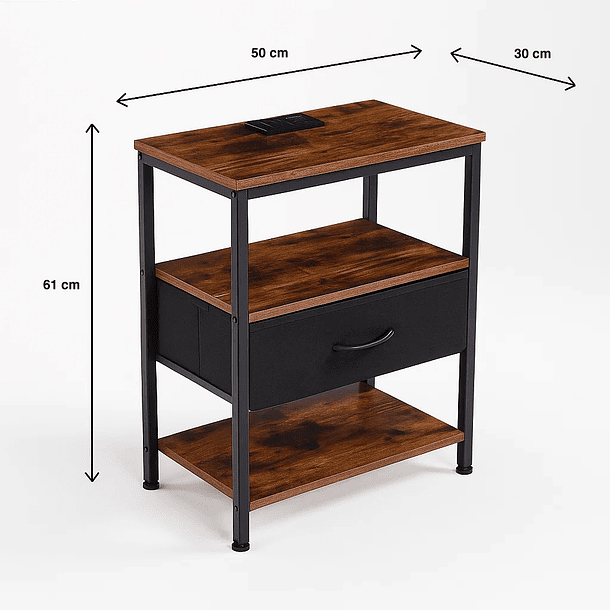 Pack de 2 Veladores Estilo Industrial Black Wood 4