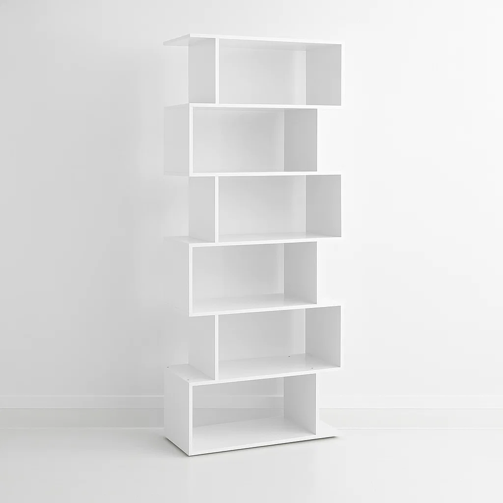 ZENSUILED PLUS 180cm ストロングホワイト Estantería Moderna ZigZag de 6 Niveles 80x23.5x187.5 - Blanco