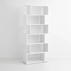 Estantería Moderna ZigZag de 6 Niveles 80x23.5x187.5 - Blanco