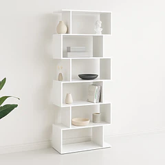 Estantería Moderna ZigZag de 6 Niveles 80x23.5x187.5 - Blanco