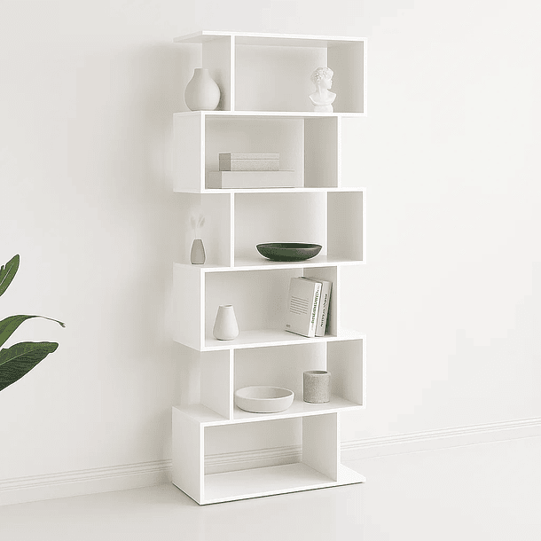 Estantería Moderna ZigZag de 6 Niveles - Blanco 2