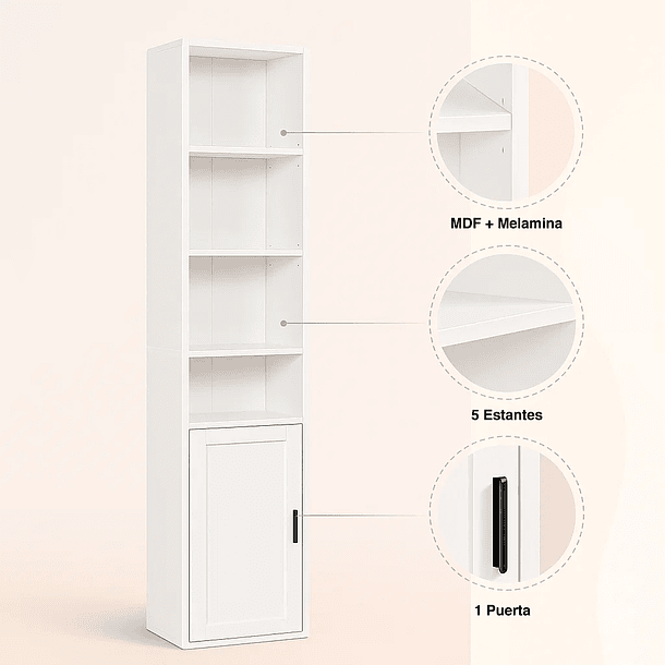 Librero MultiStore con Puerta - Blanco 5