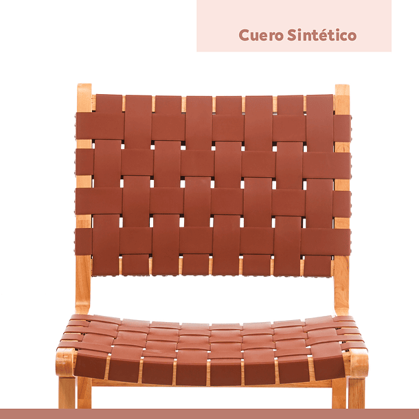 Pack de 2 Sillas Comedor Danesa Austral enrejada Madera y Cuero - Café 5