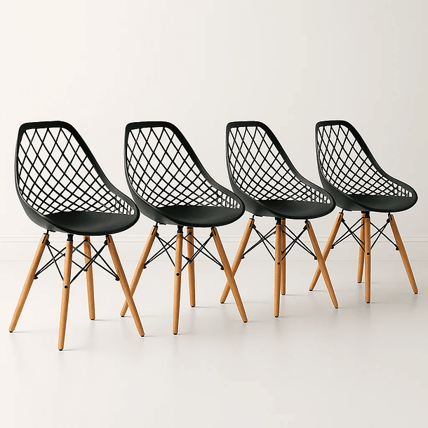 Pack de 4 Sillas Eames Enrejada Mesh - Negra 1