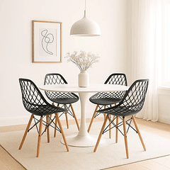 Pack de 4 Sillas Eames Enrejada Mesh - Negra