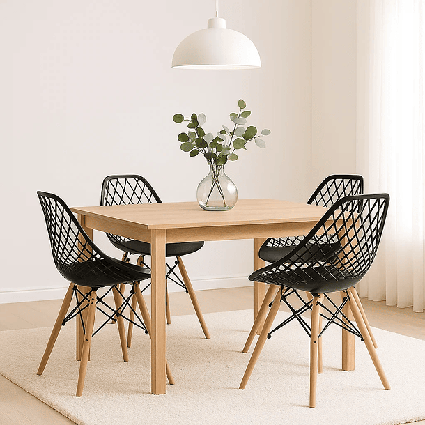 Pack de 4 Sillas Eames Enrejada Mesh - Negra 3