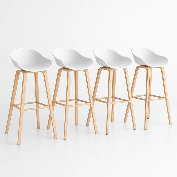Pack de 4 Taburetes Nordic - Blanco 1