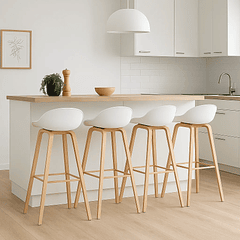 Pack de 4 Taburetes Nordic - Blanco