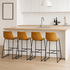 Pack de 4 Taburetes de Bar Burgos de Cuero y Metal Industrial 2