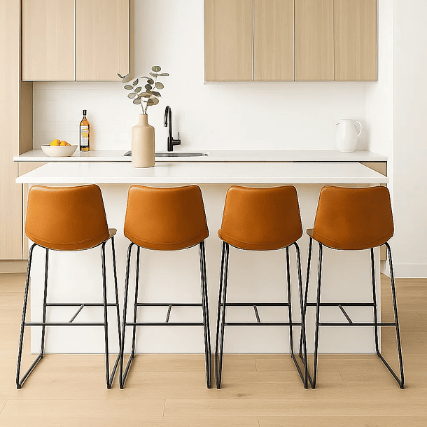 Pack de 4 Taburetes de Bar Burgos de Cuero y Metal Industrial 3