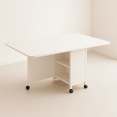 Mesa de comedor plegable extendible blanca 140x60cm