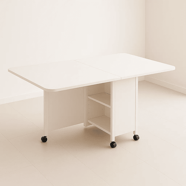 Mesa de comedor plegable extendible blanca 140x60cm 1