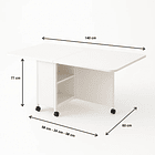 Mesa de comedor plegable extendible blanca 140x60cm 6