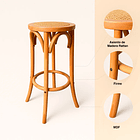 Banco de Diseño Retro en Madera con Asiento Trenzado 5