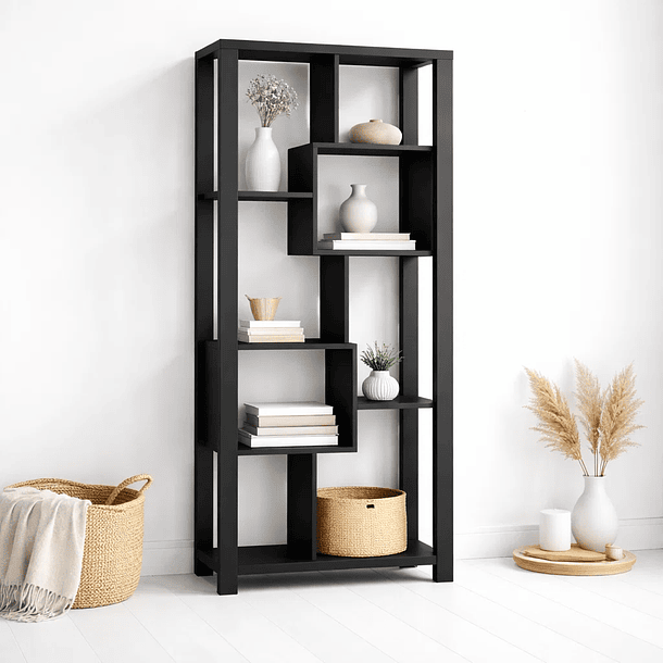 Estantería Prisma Noir Librero Geométrico Moderno - Negro 2