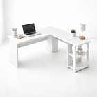 Escritorio Luma Corner en L Blanca con Repisas 2
