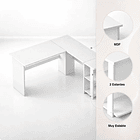 Escritorio Luma Corner en L Blanca con Repisas 5