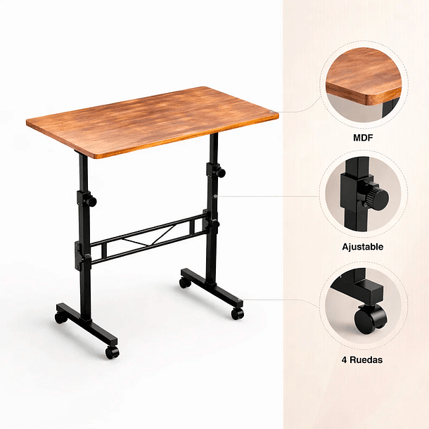 Mesa escritorio ajustable Vinna 80x40x74 5