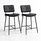 Pack de 2 Taburetes Alto Bronx Negro con Patas Metálicas Negras 1