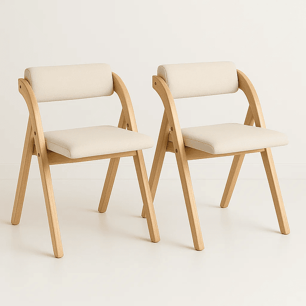 Pack de 2 Sillas Betlahem de madera plegable acolchada - Beige 1