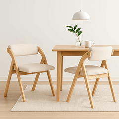 Pack de 2 Sillas Betlahem de madera plegable acolchada - Beige