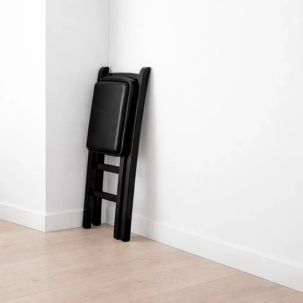 Silla Industrial Plegable con Marco Negro y Tapizado Sintético 3