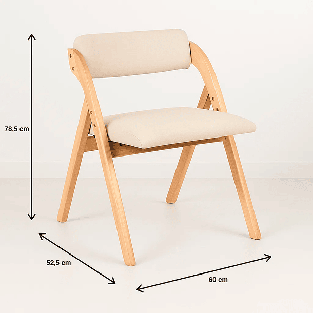 Comedor Redondo Nórdico Armonía 130cm Madera Natural + 6 Silla Betlahem Plegable Acolchada Beige 4