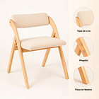 Comedor Redondo Nórdico Armonía 130cm Madera Natural + 6 Silla Betlahem Plegable Acolchada Beige 6